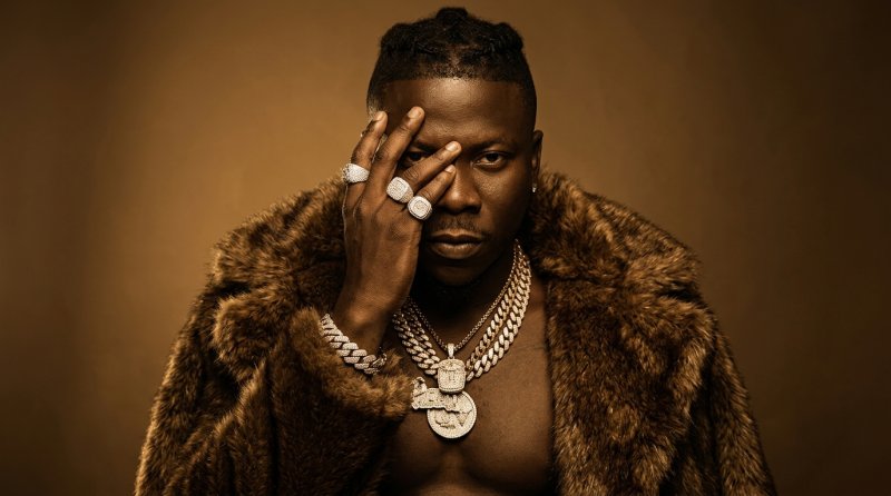 High-end editorial portrait of Ghanaian music icon Stonebwoy