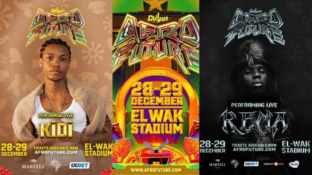 AfroFuture Ghana, December in GH, Rema, Asake, KiDi, Accra Events, Ghana Festivals, Afrobeats, African Nostalgia, El Wak Stadium