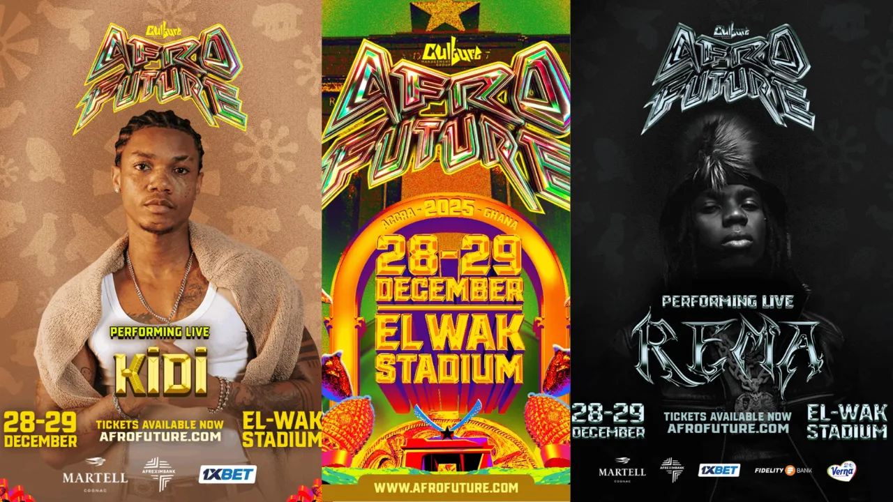 AfroFuture Ghana, December in GH, Rema, Asake, KiDi, Accra Events, Ghana Festivals, Afrobeats, African Nostalgia, El Wak Stadium